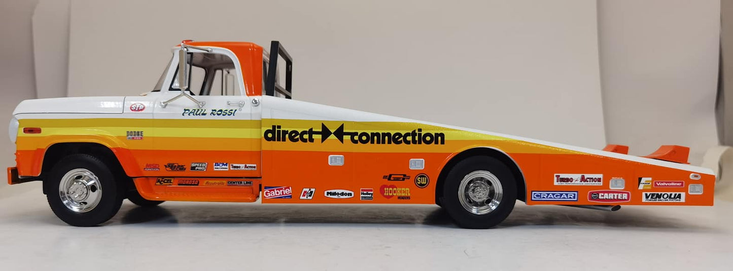 Paul Rossi Direct Connection 1970 Dodge Challenger Super Stock Race Car AND Ramp Truck COMBO 1:18 scale Acme