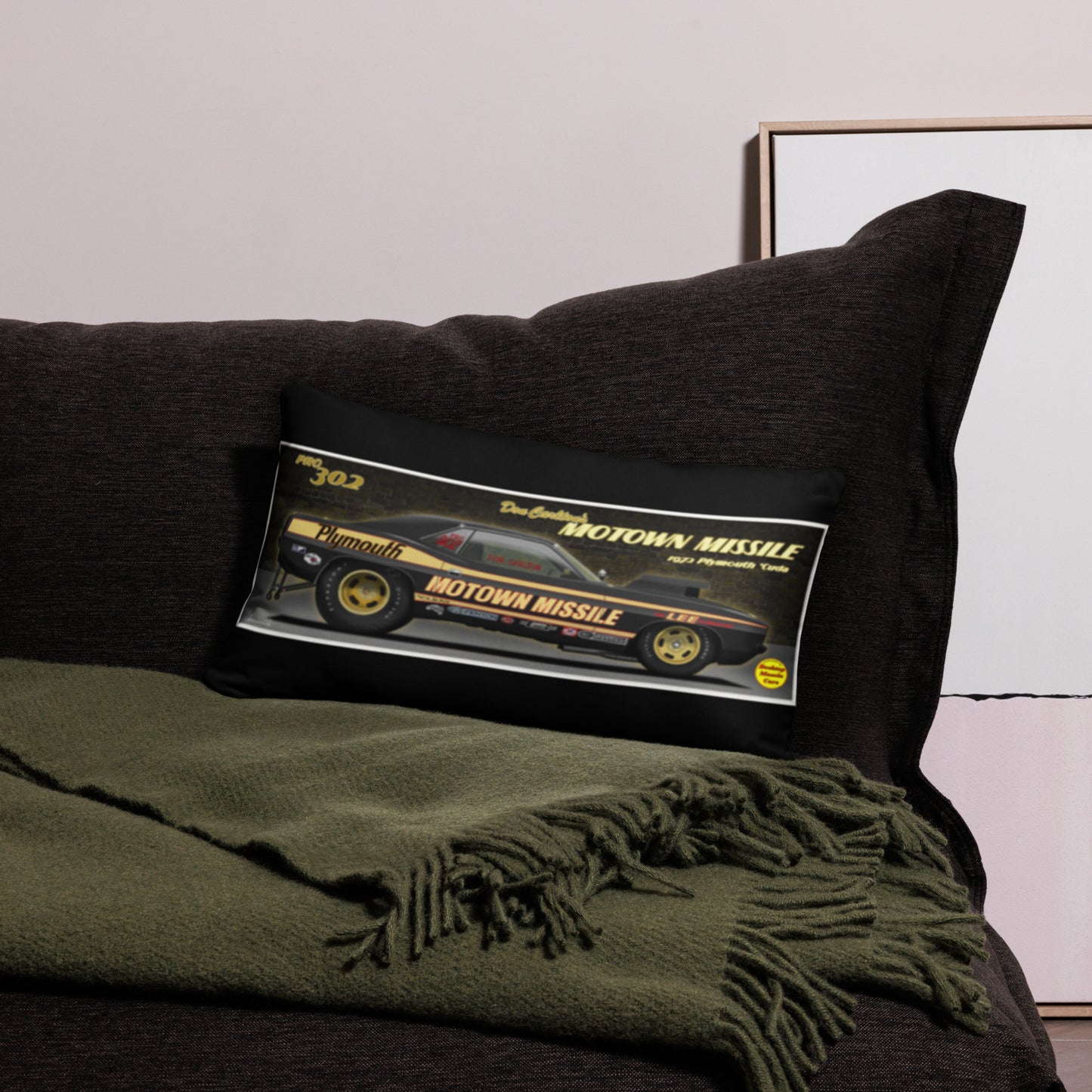 Motown Missile Challenger and Cuda Basic Pillow