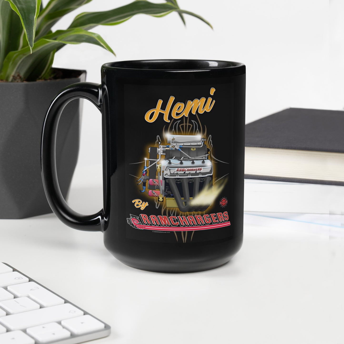 Top Fuel Hemi Engine Black Glossy Mug