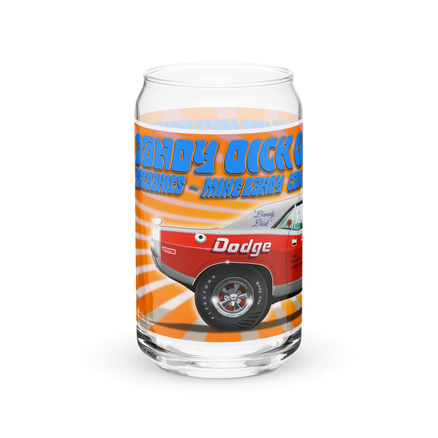 Dick Landy 1970 Challenger Can-shaped glass