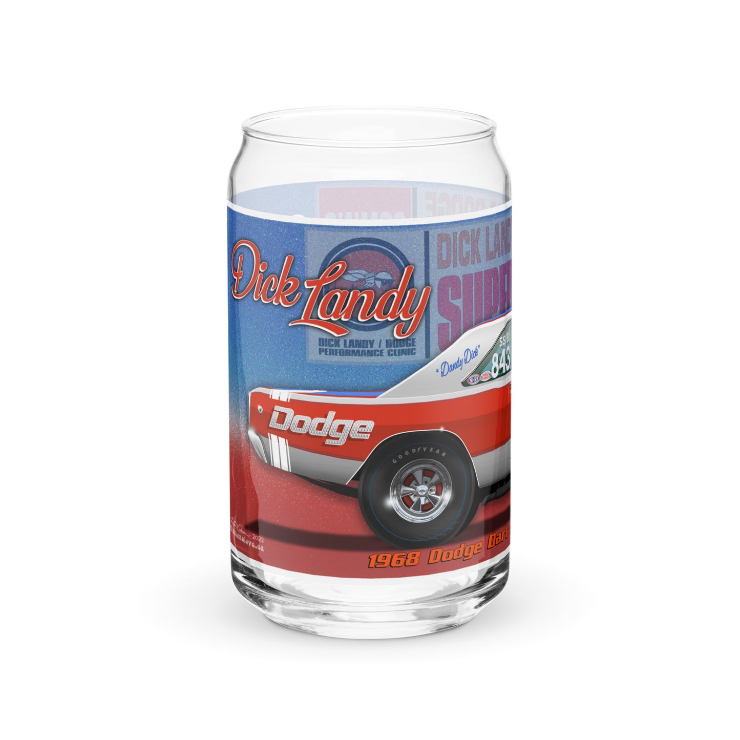 Dick Landy 1968 Dart Can-shaped glass