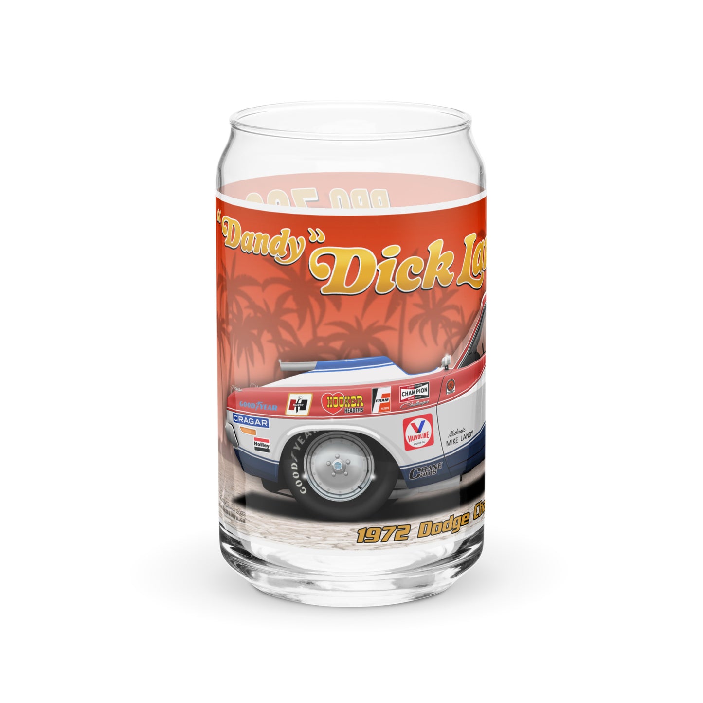 Dick Landy 1972 Challenger Can-shaped glass