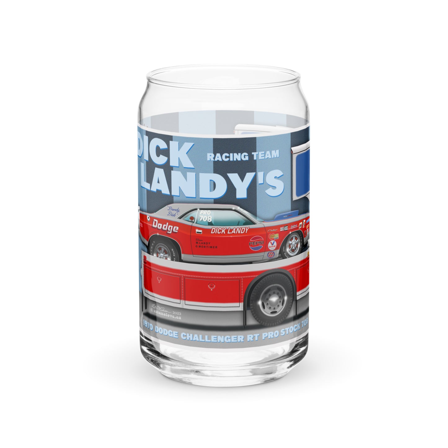 Dick Landy Hauler with 1970 Challenger Can-shaped glass