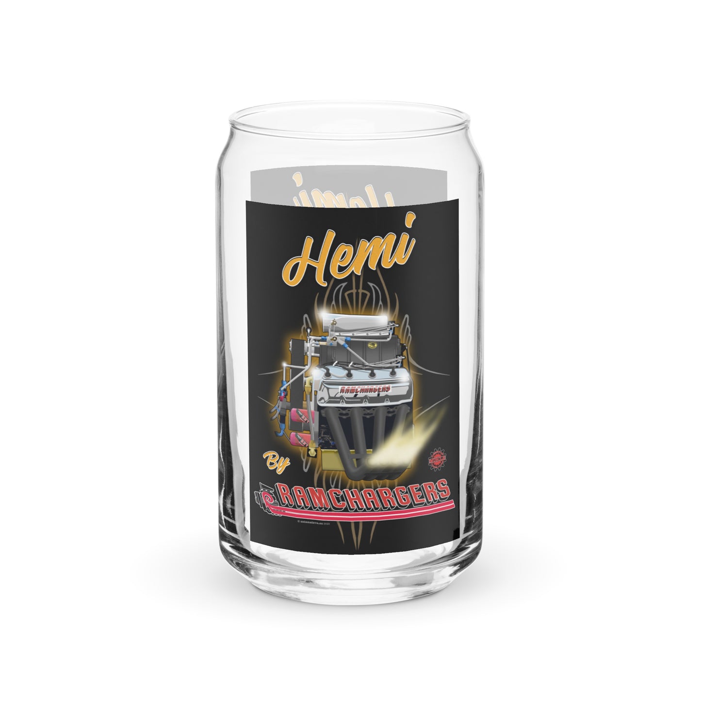 Top Fuel Hemi Engine Can-shaped glass