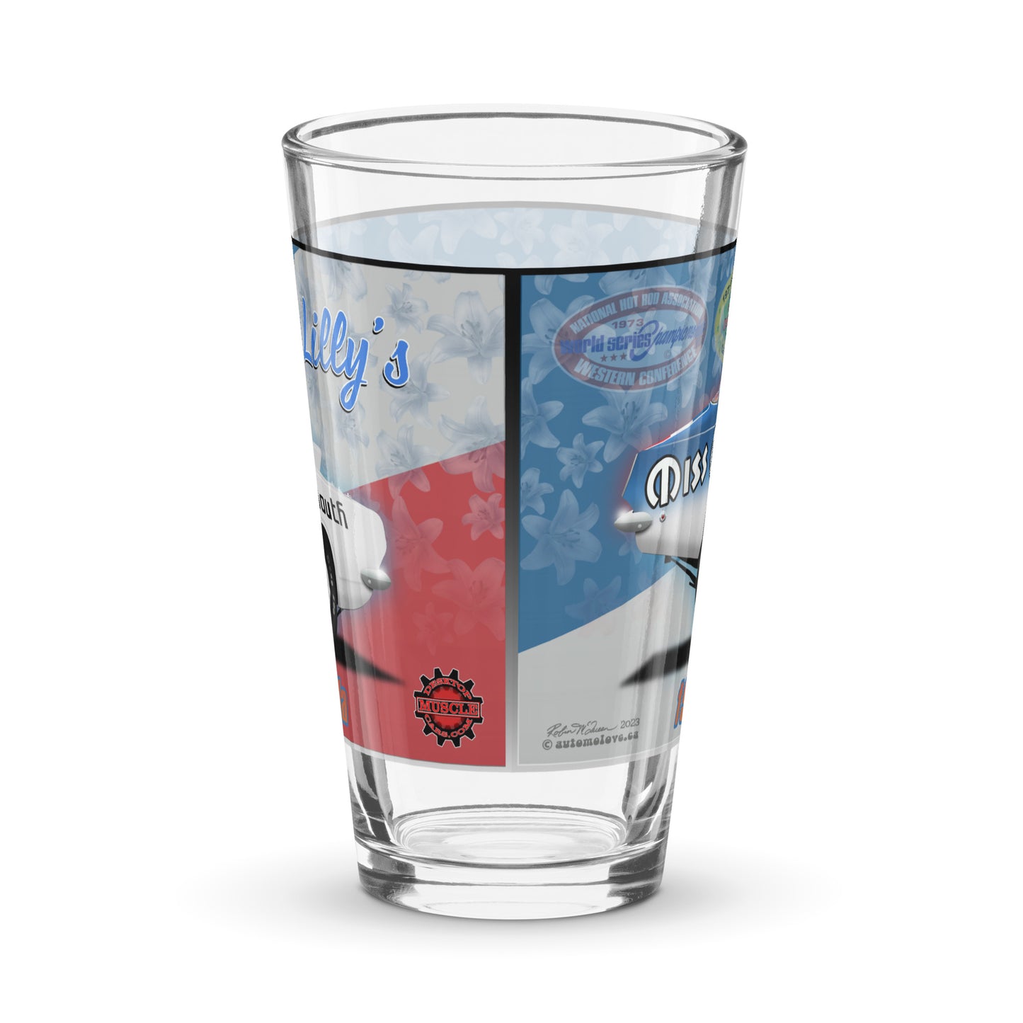 Judy Lilly Miss Mighty Mopar Shaker pint glass