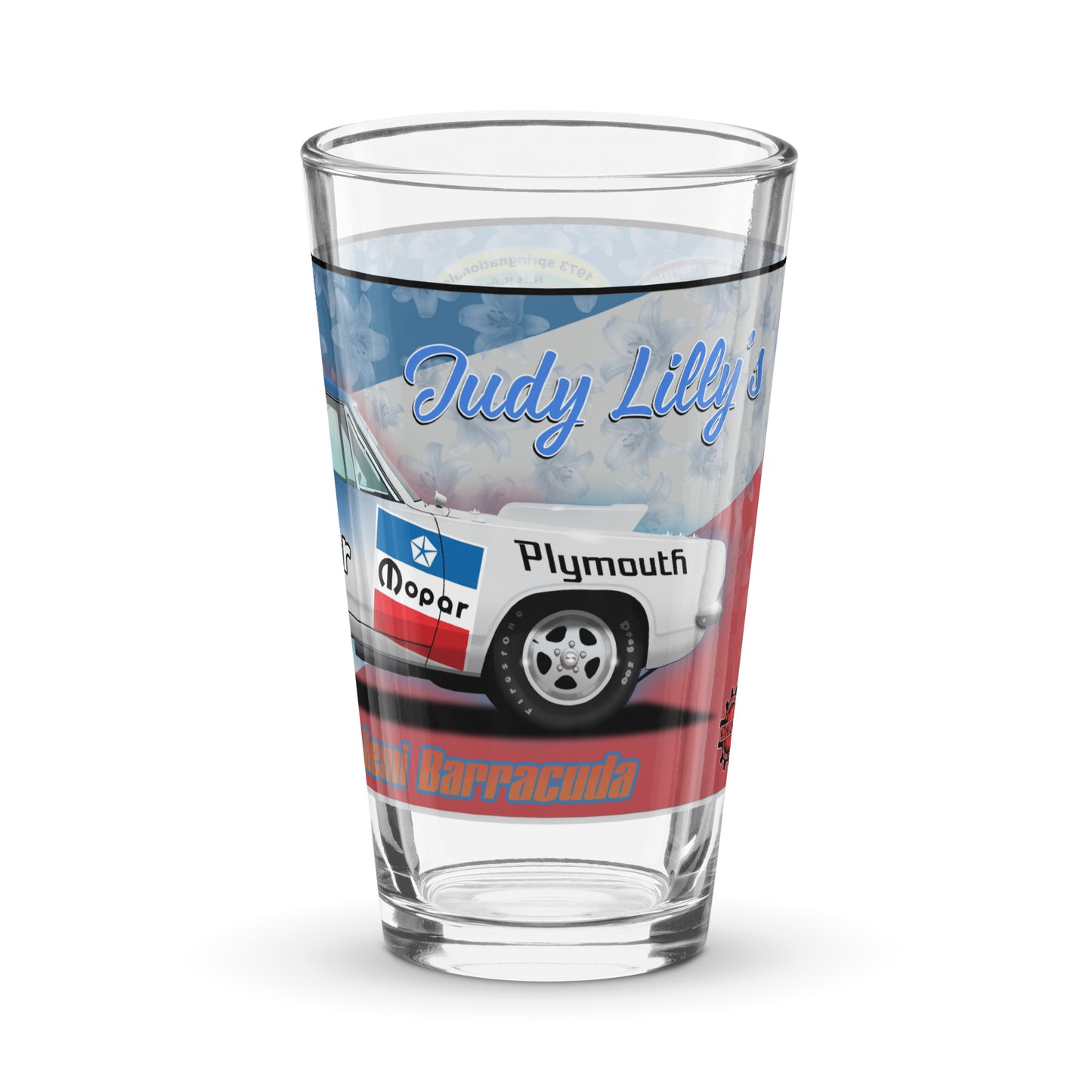 Judy Lilly Miss Mighty Mopar Shaker pint glass