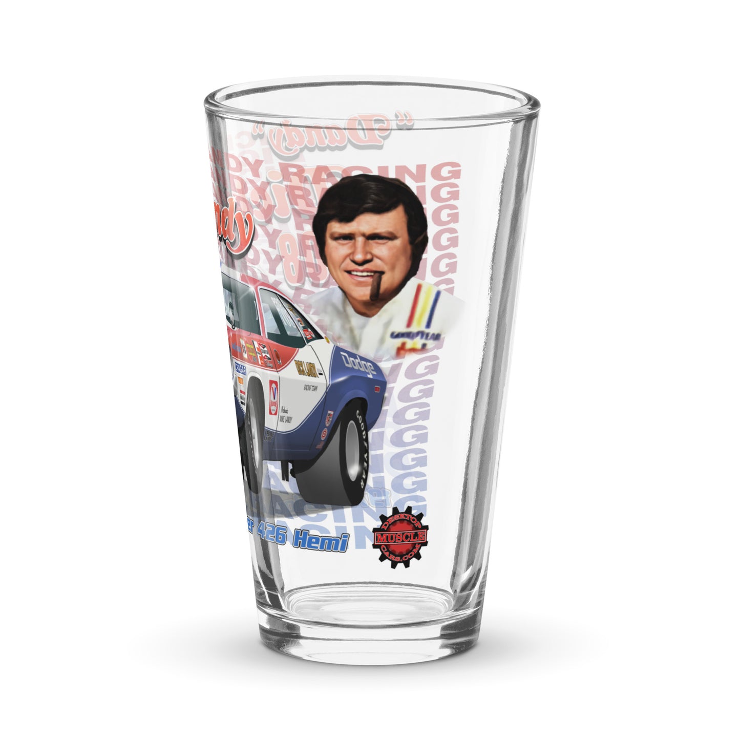 Dick Landy 1972 Challenger Shaker pint glass