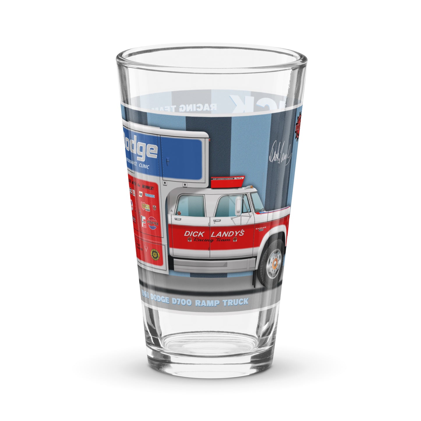 Dick Landy Hauler with 1970 Challenger Shaker pint glass