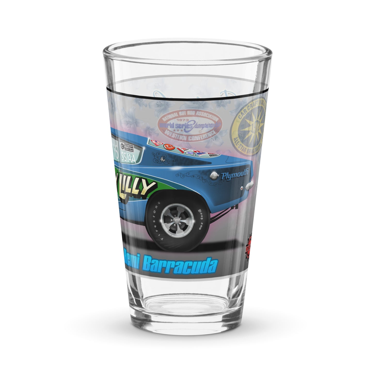 Judy Lilly Flower Car Shaker pint glass