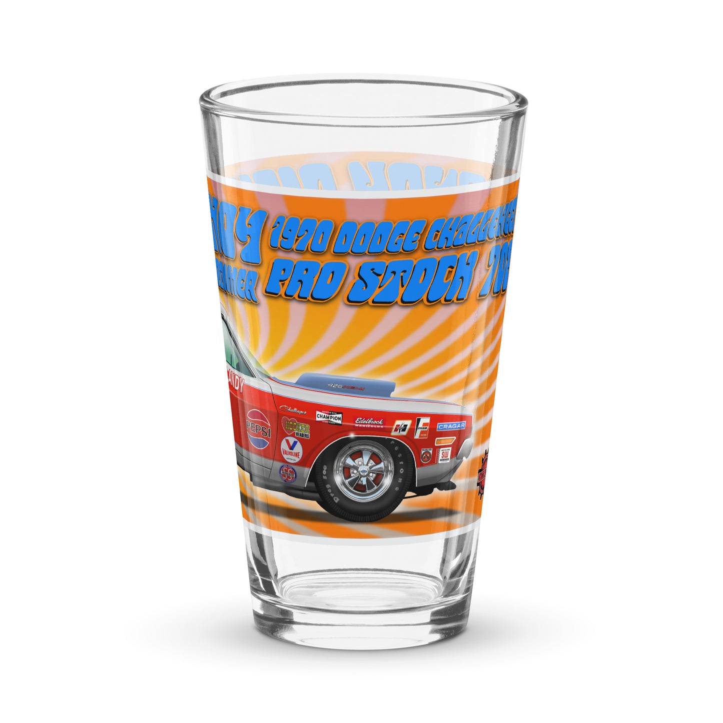 Dick Landy 1970 Challenger Shaker pint glass