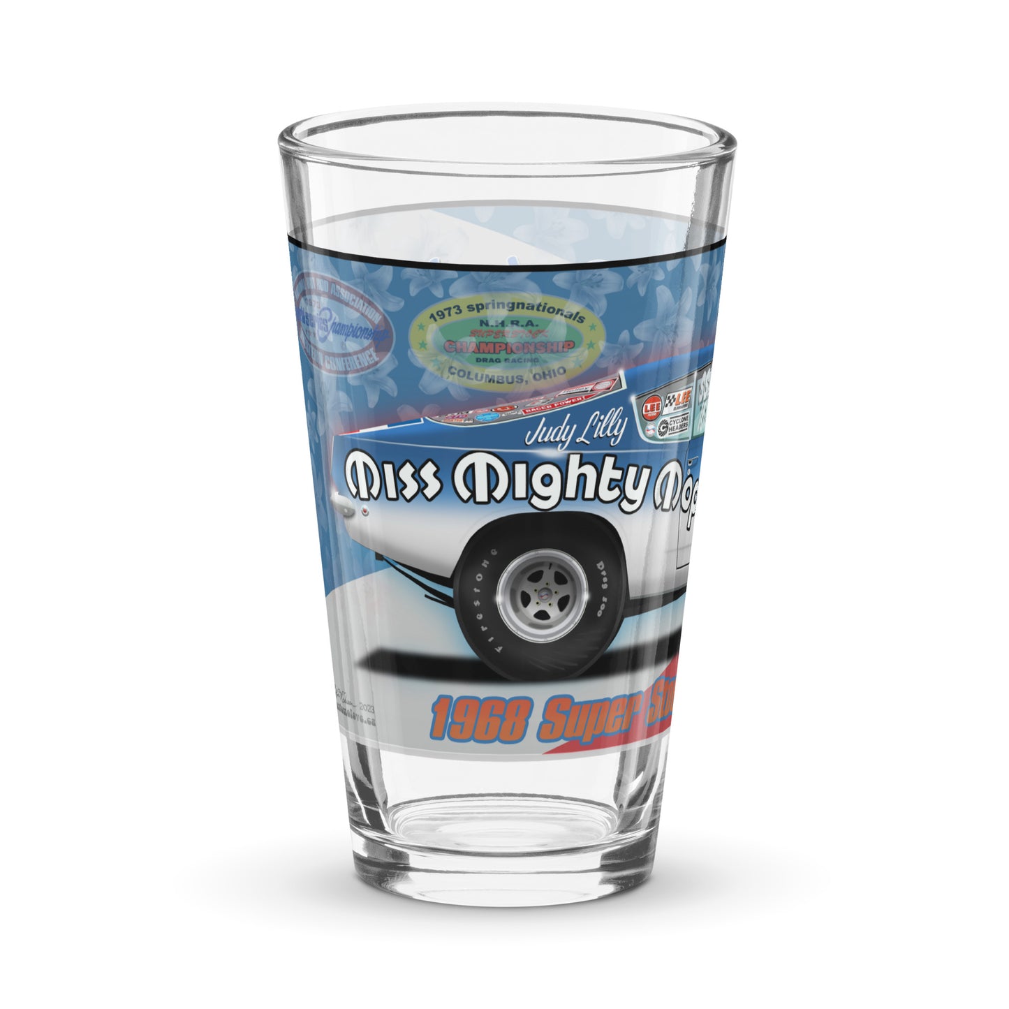 Judy Lilly Miss Mighty Mopar Shaker pint glass