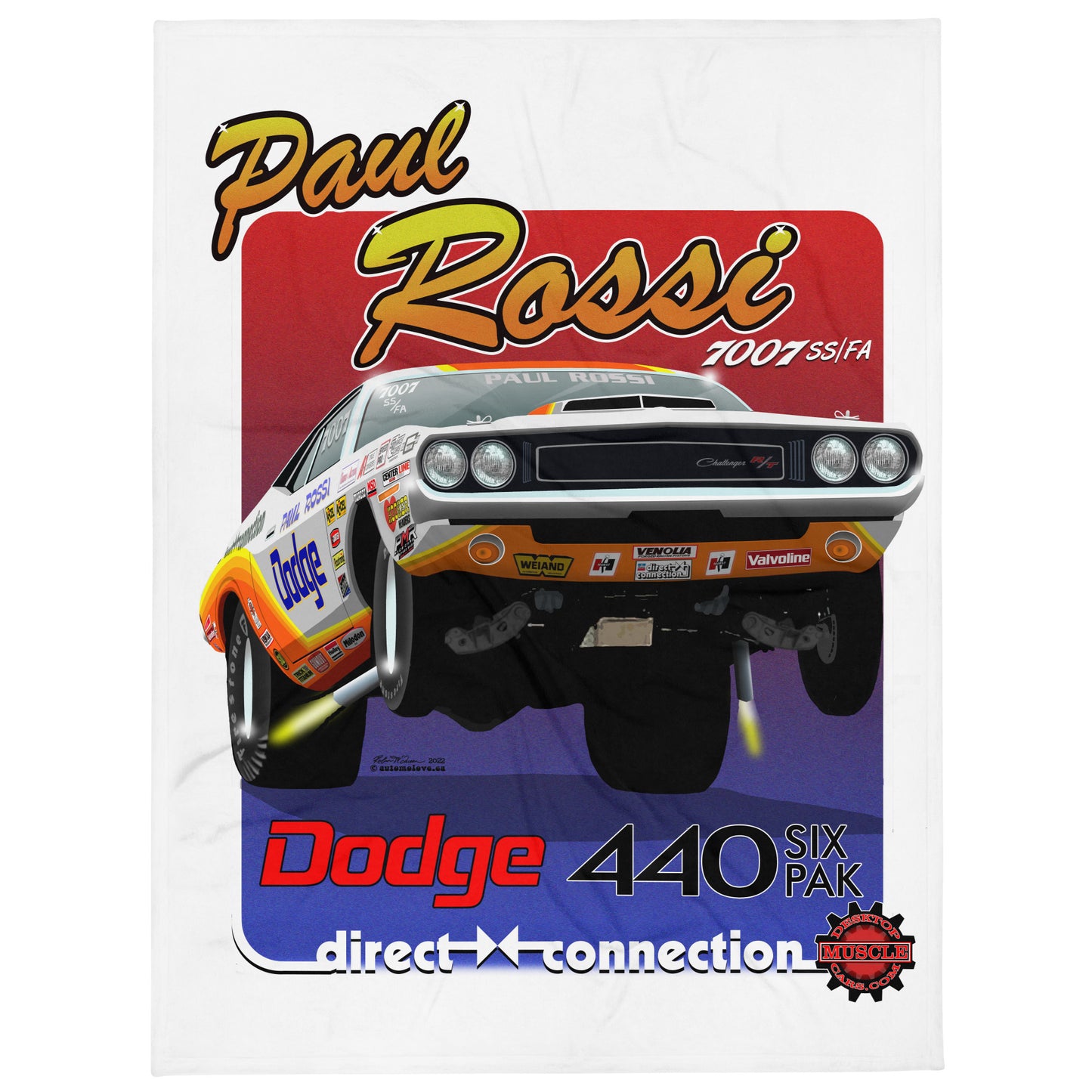Paul Rossi Challenger Wheelie Throw Blanket