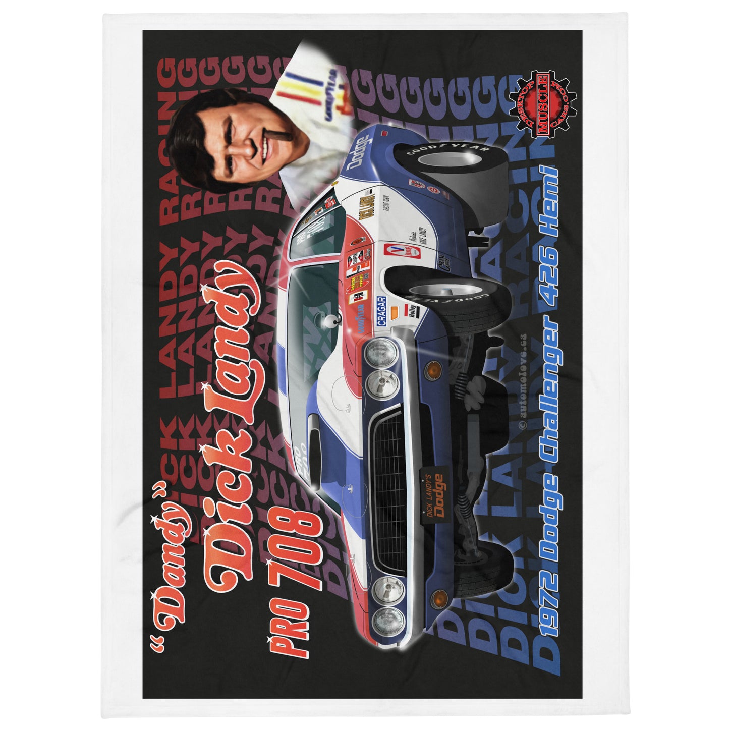 Dick Landy 1972 Challenger Wheelie Throw Blanket