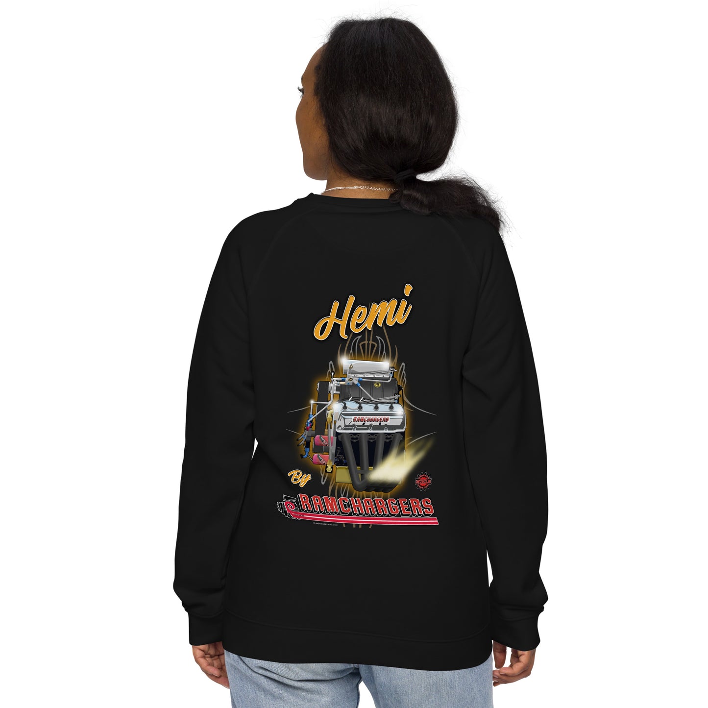 Top Fuel Hemi Engine Unisex organic raglan sweatshirt