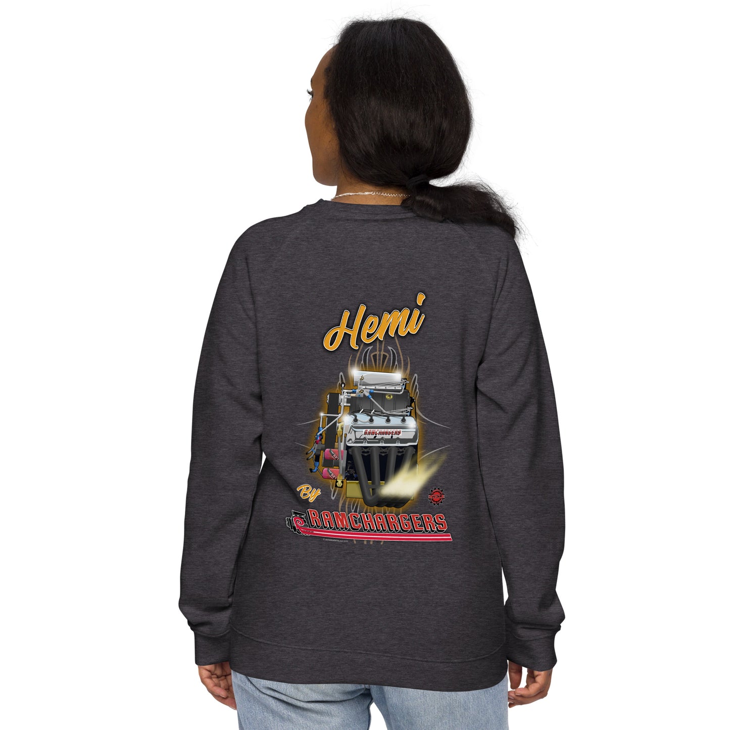 Top Fuel Hemi Engine Unisex organic raglan sweatshirt