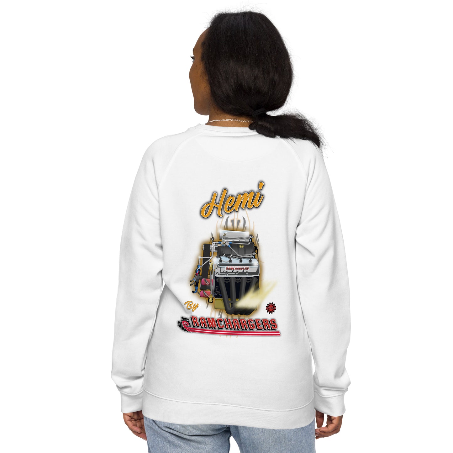 Top Fuel Hemi Engine Unisex organic raglan sweatshirt