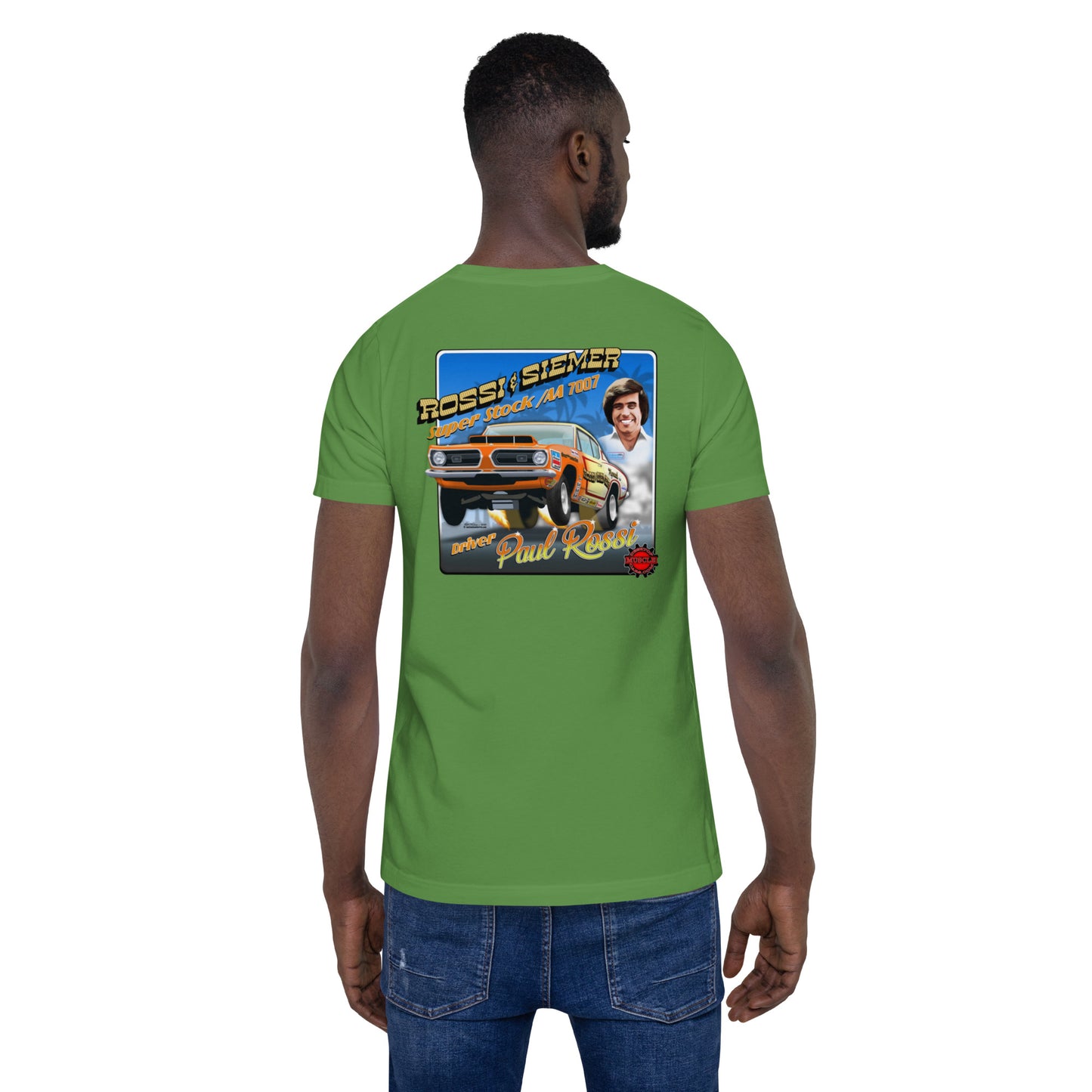 Paul Rossi 68 Barracuda Unisex t-shirt design on back
