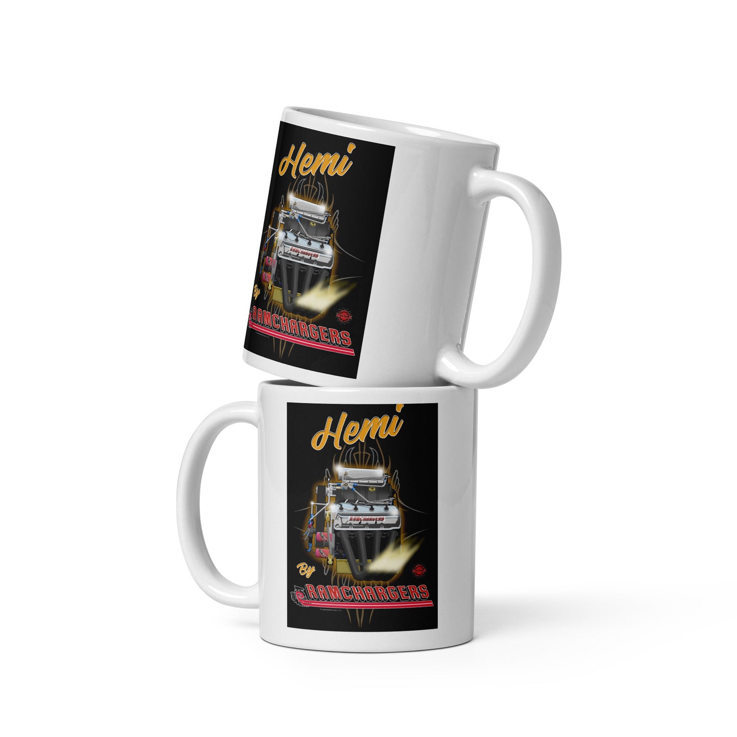 Top Fuel Hemi Engine White glossy mug