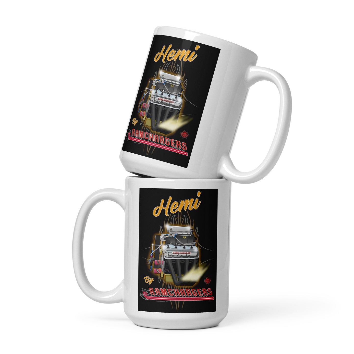 Top Fuel Hemi Engine White glossy mug
