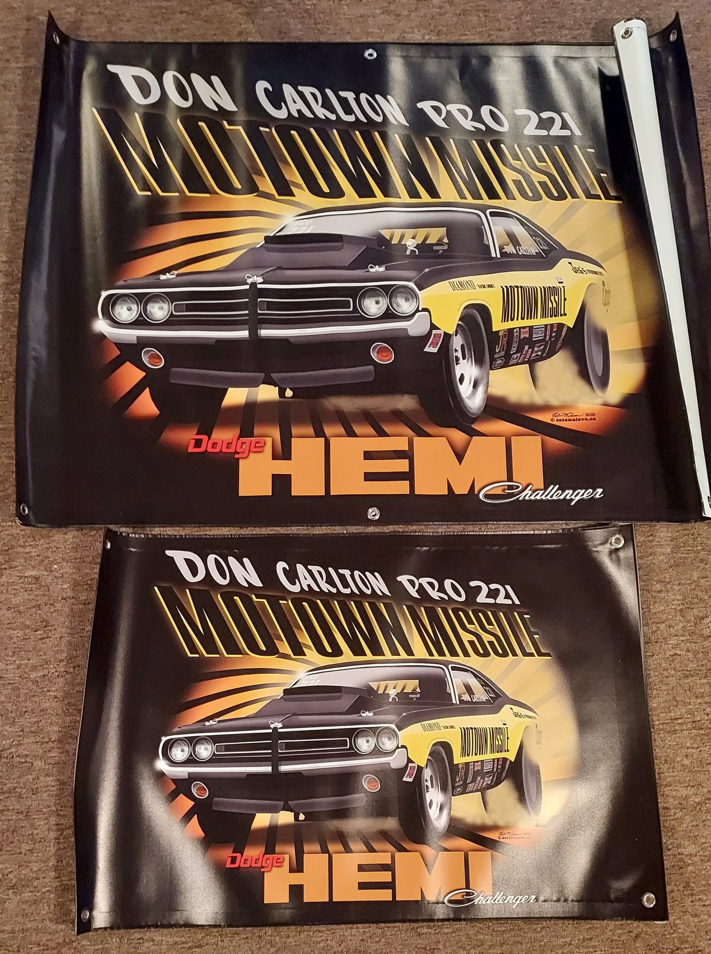 Motown Missile Challenger Quarter View Vinyl Banner