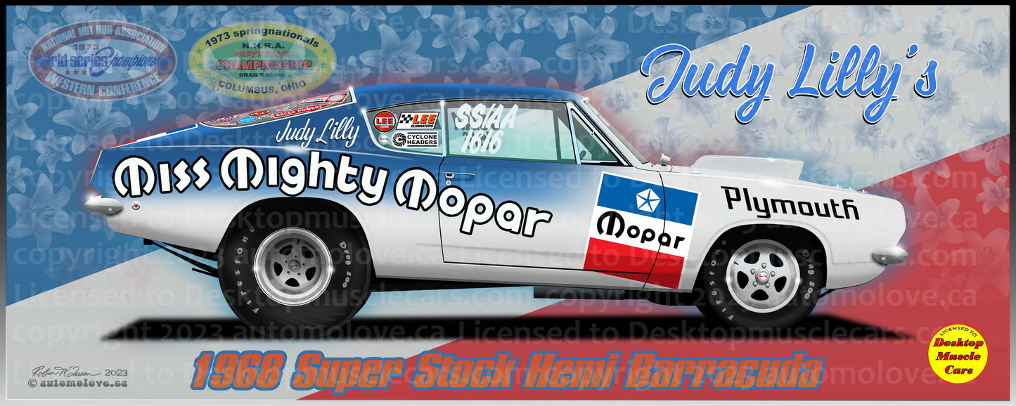 Judy Lilly Miss Mighty Mopar 68 Cuda Large Towel