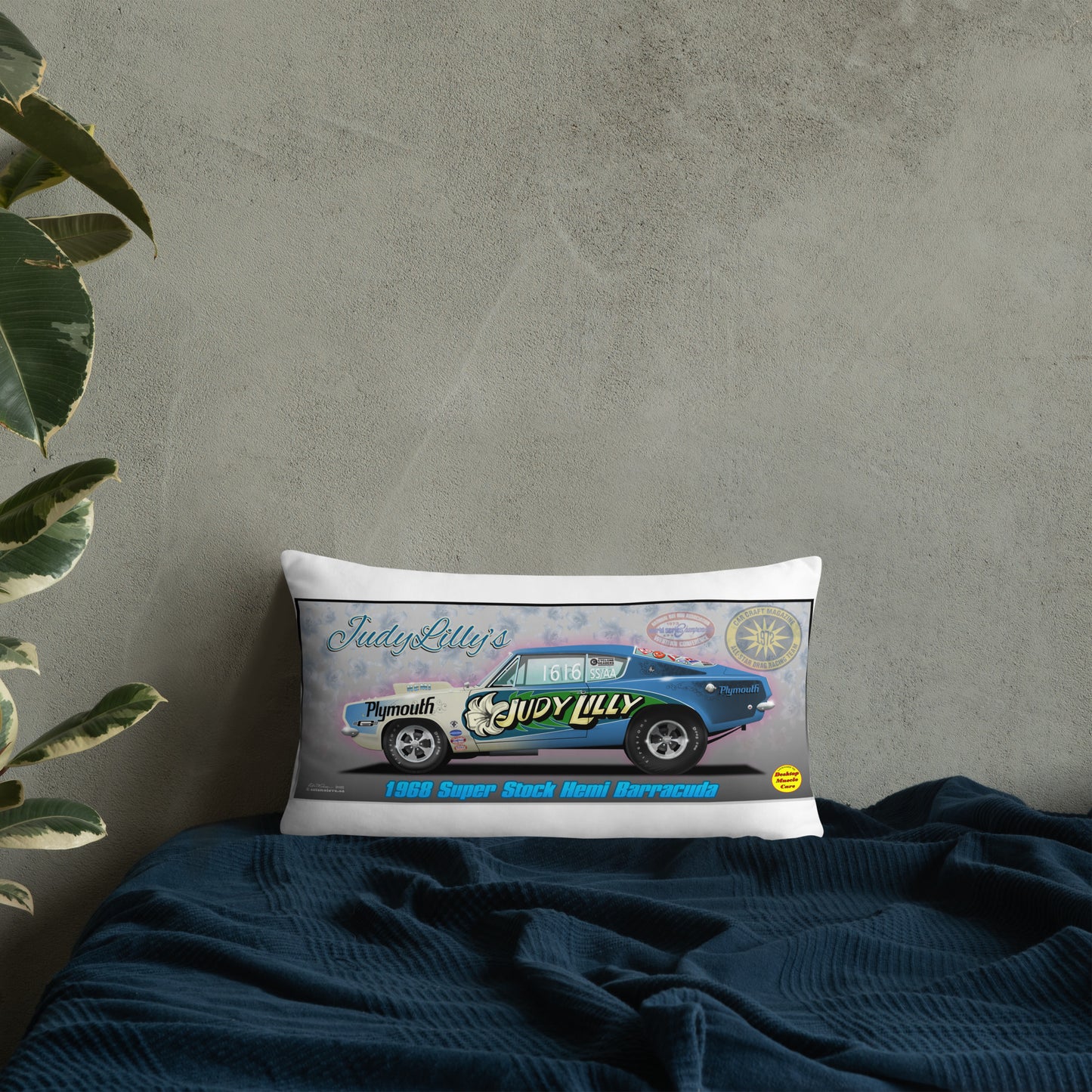 Judy Lilly Miss Mighty Mopar Basic Pillow