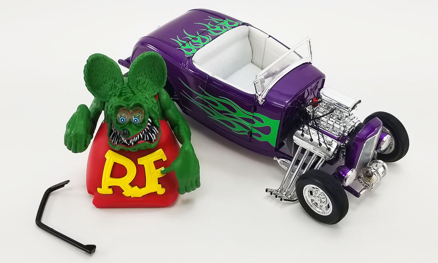 1932 Ford Blown Hot Rod Roadster with Rat Fink Figure 1:18 Acme