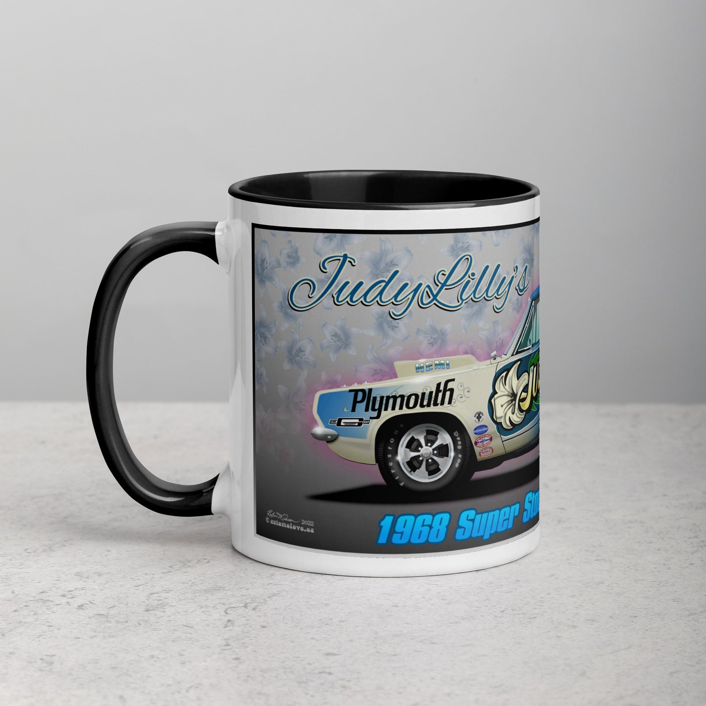 Judy Lilly Flower Car Mug with Color Inside
