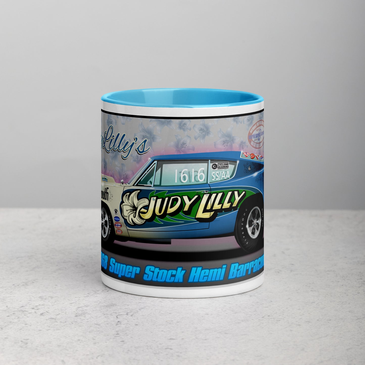 Judy Lilly Flower Car Mug with Color Inside