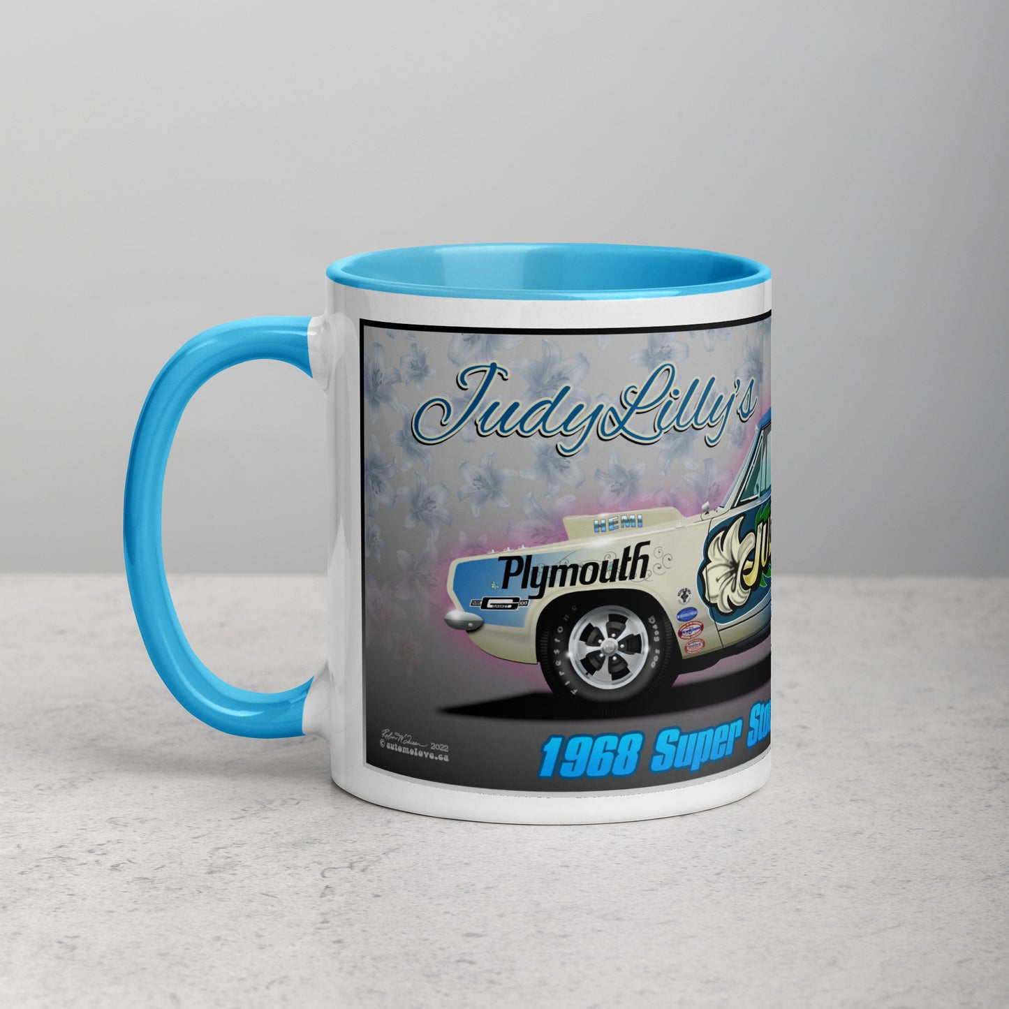 Judy Lilly Flower Car Mug with Color Inside