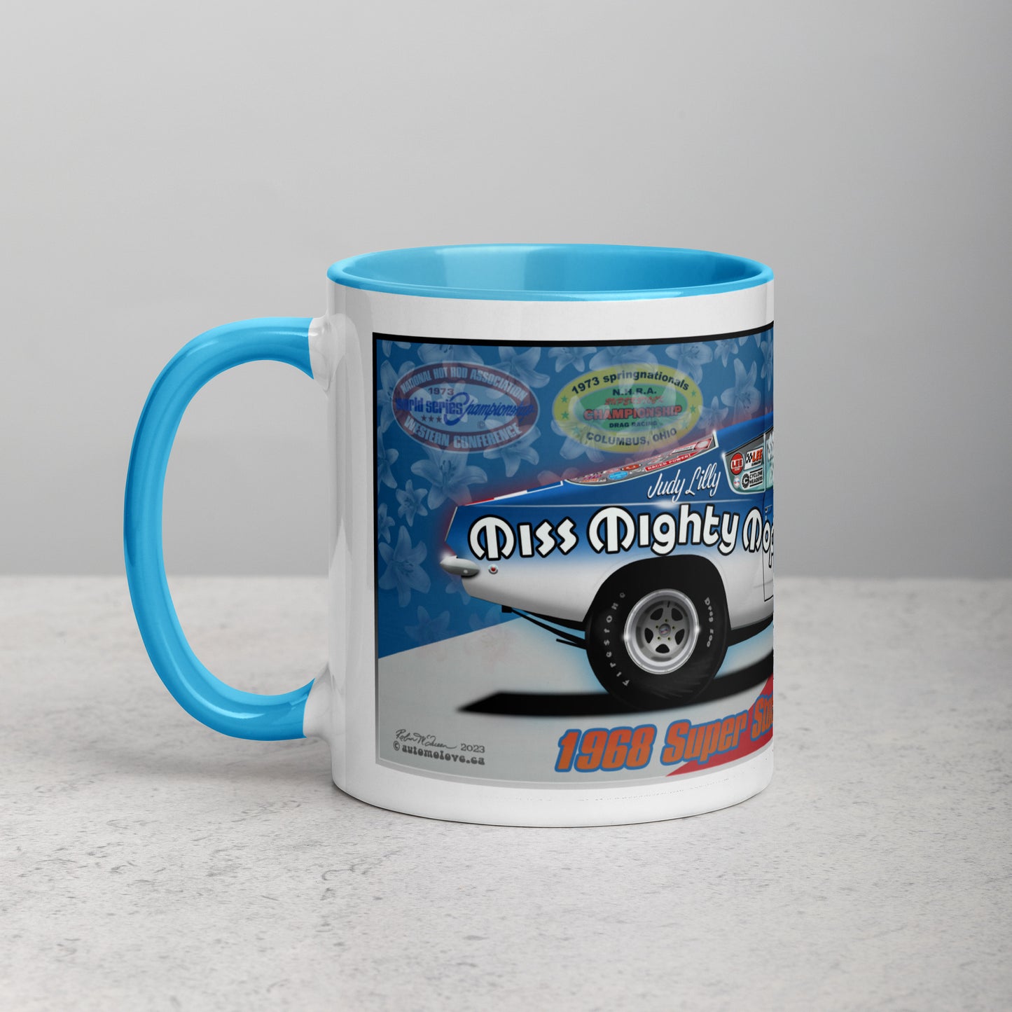 Judy Lilly Miss Mighty Mopar Mug with Color Inside