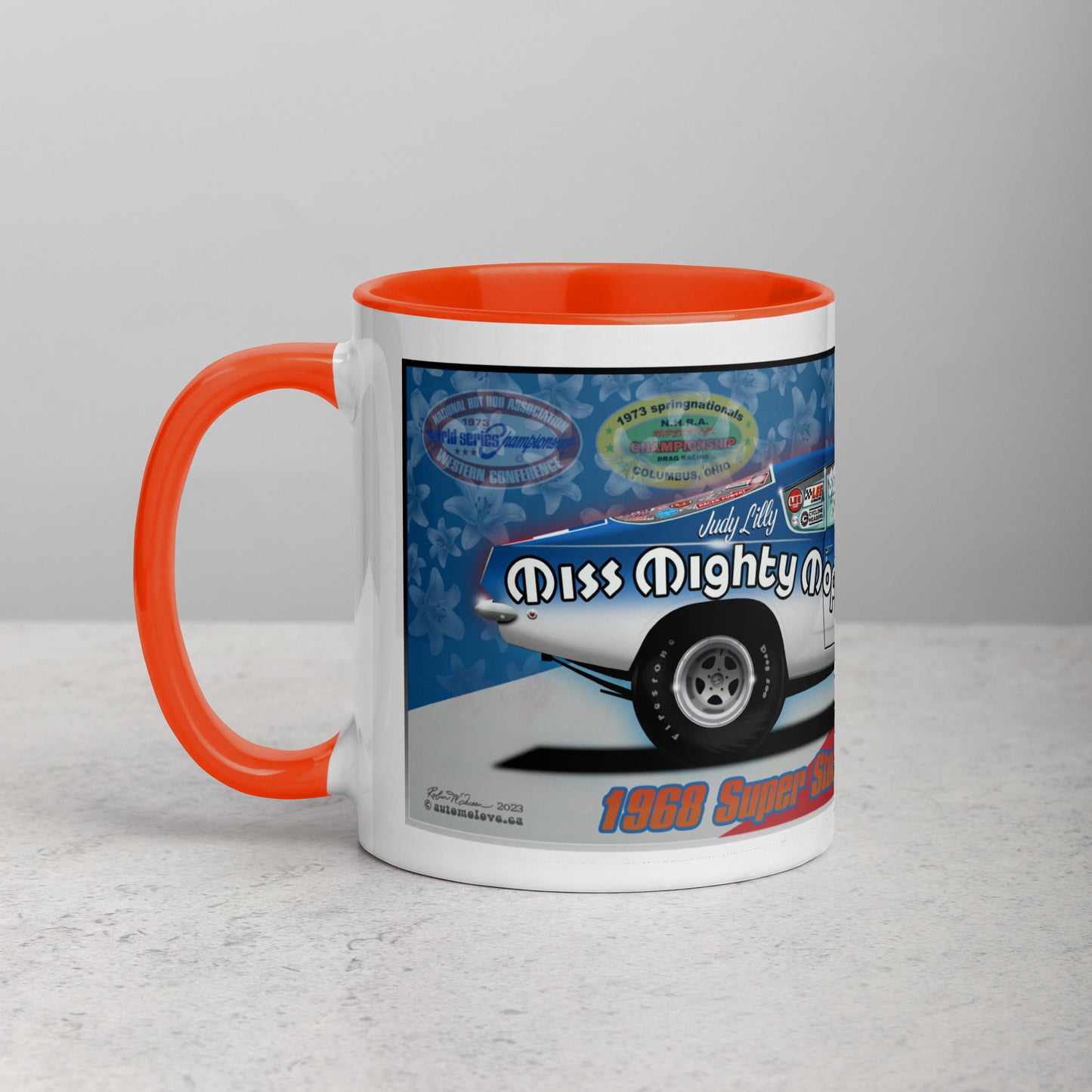Judy Lilly Miss Mighty Mopar Mug with Color Inside