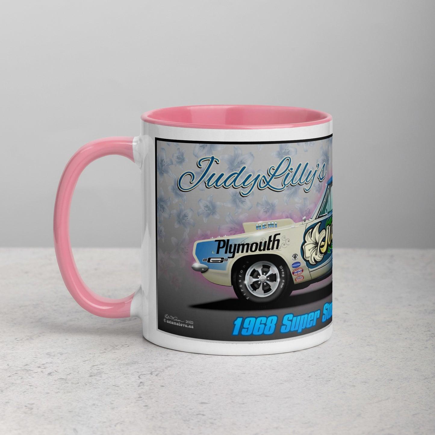 Judy Lilly Flower Car Mug with Color Inside