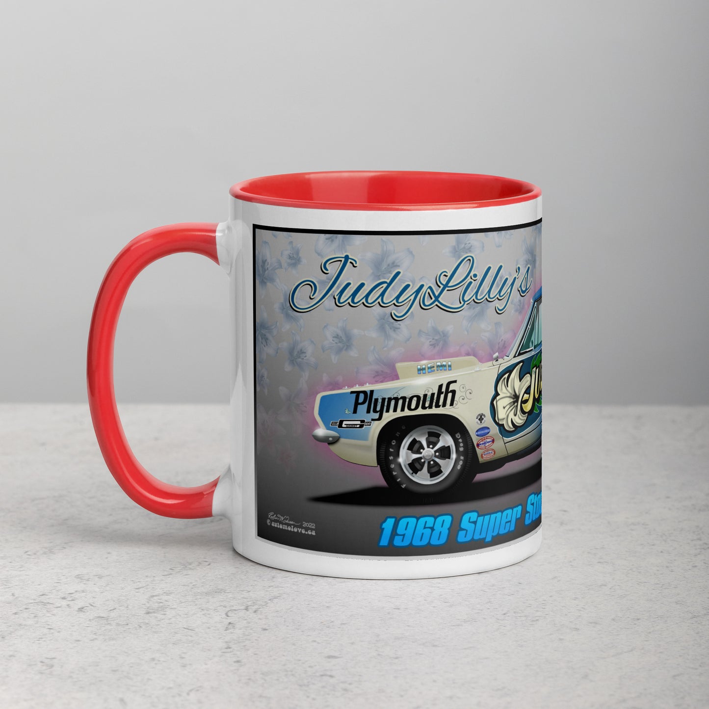 Judy Lilly Flower Car Mug with Color Inside
