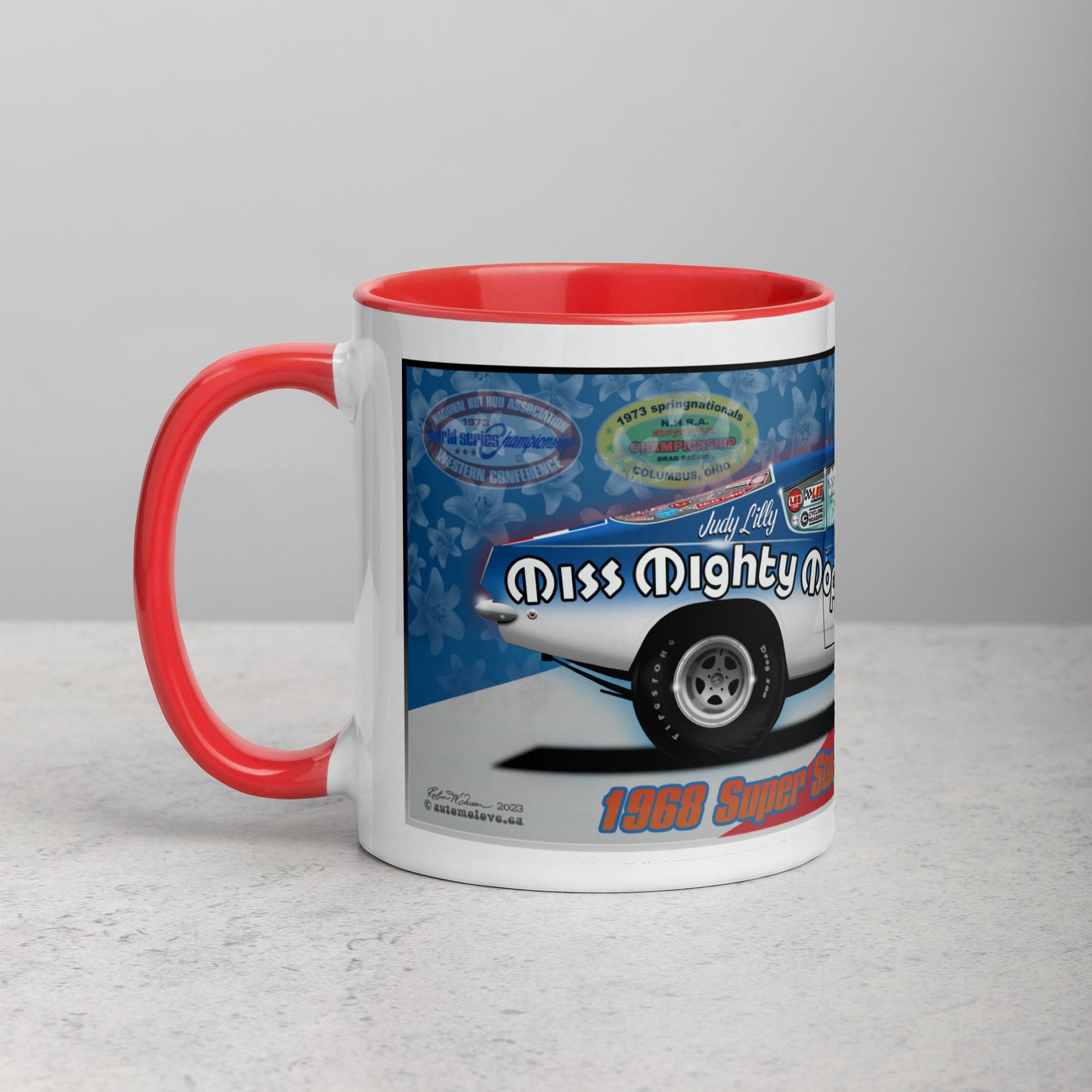 Judy Lilly Miss Mighty Mopar Mug with Color Inside