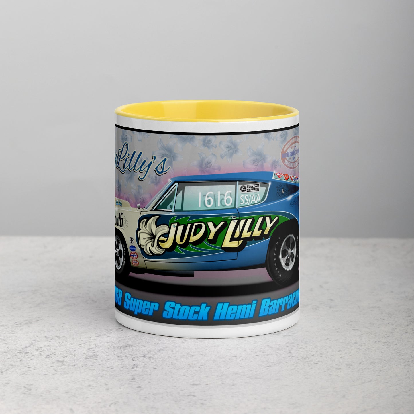 Judy Lilly Flower Car Mug with Color Inside