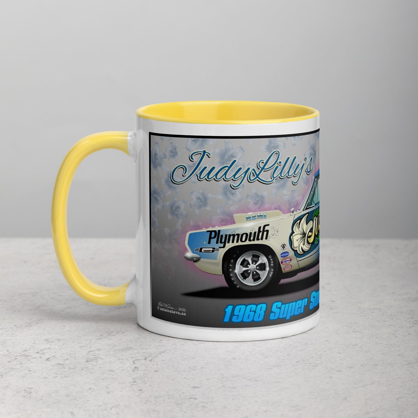 Judy Lilly Flower Car Mug with Color Inside