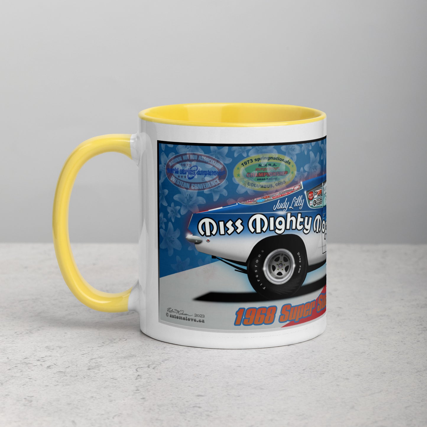 Judy Lilly Miss Mighty Mopar Mug with Color Inside