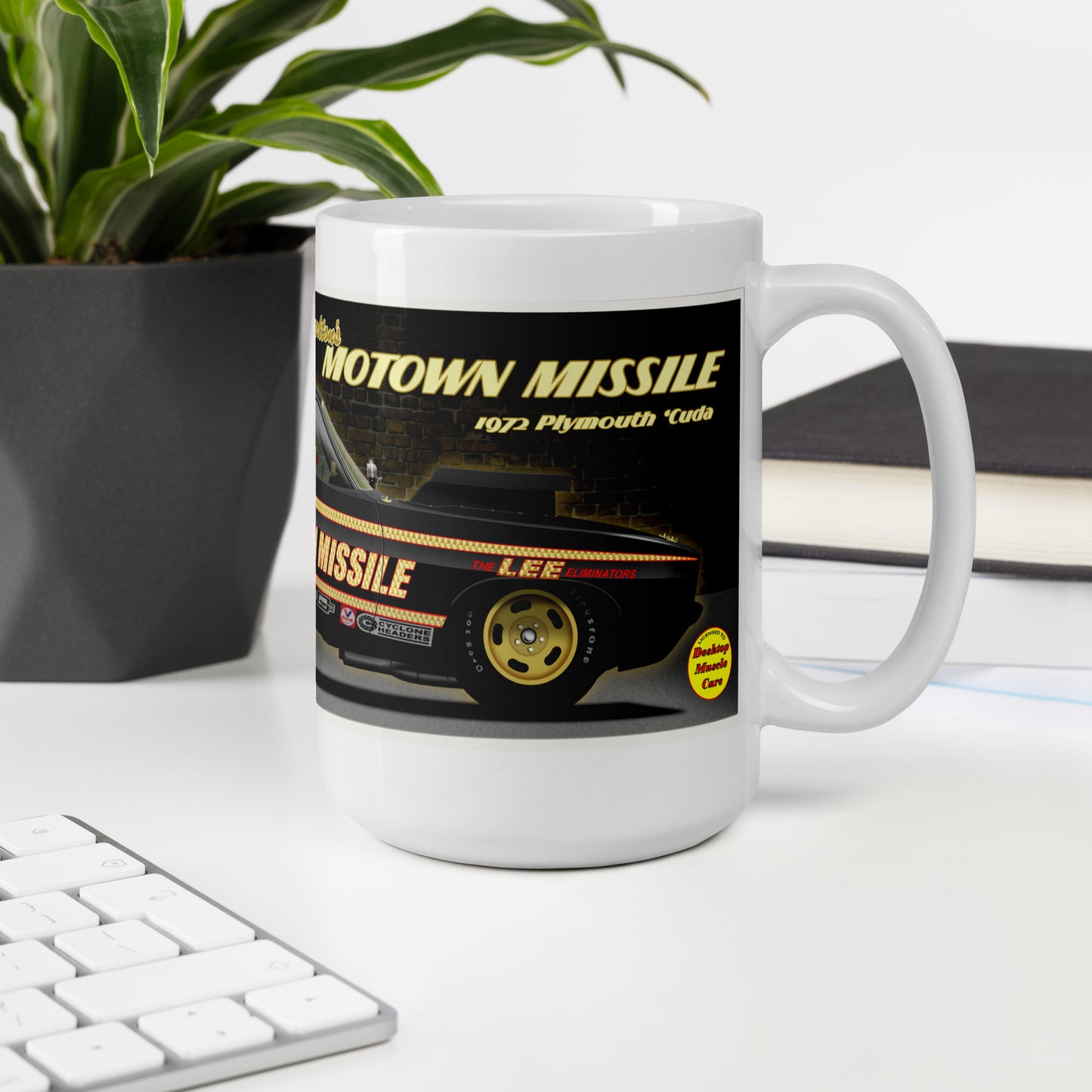 Motown Missile Cuda White glossy mug