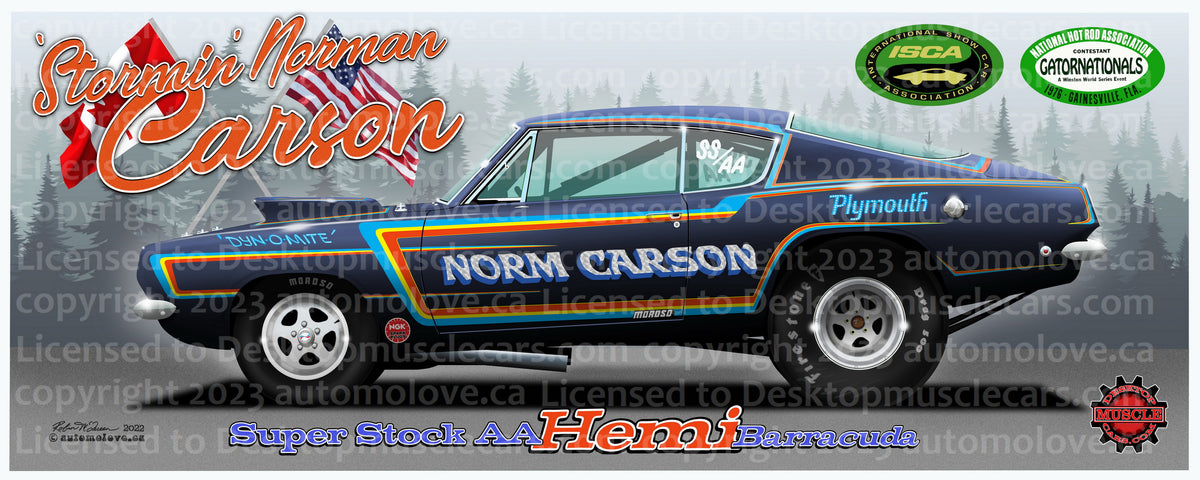 Norm Carson 1968 Barracuda Sticker – Desktop Muscle Cars