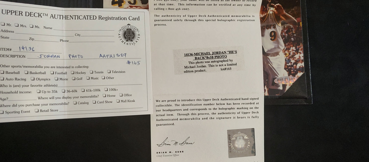 Michael Jordan UDA Upper Deck Authenticated Signed 8x10 Photograph in Josten