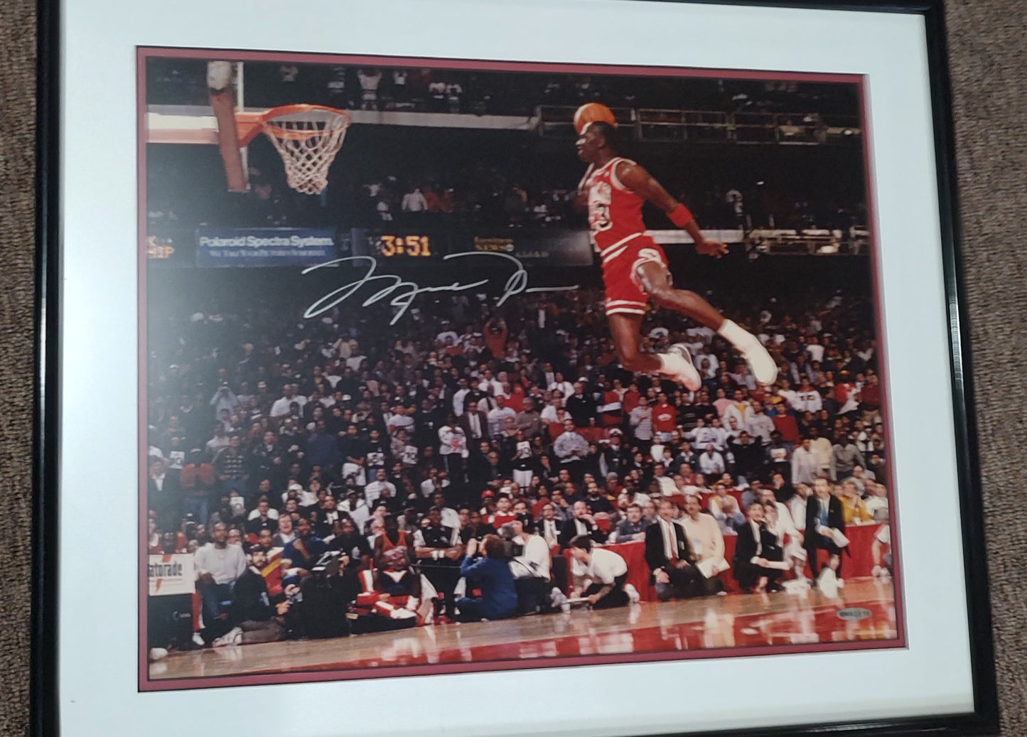 Michael Jordan UDA Upper Deck Authenticated Signed Framed 16x20 Photograph 1988 Gatorade Slam Dunk Championship