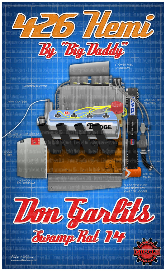 Big Daddy Don Garlits Swamp Rat XIV HEMI® Engine 4 1/2 x 7 1/2 Sticker