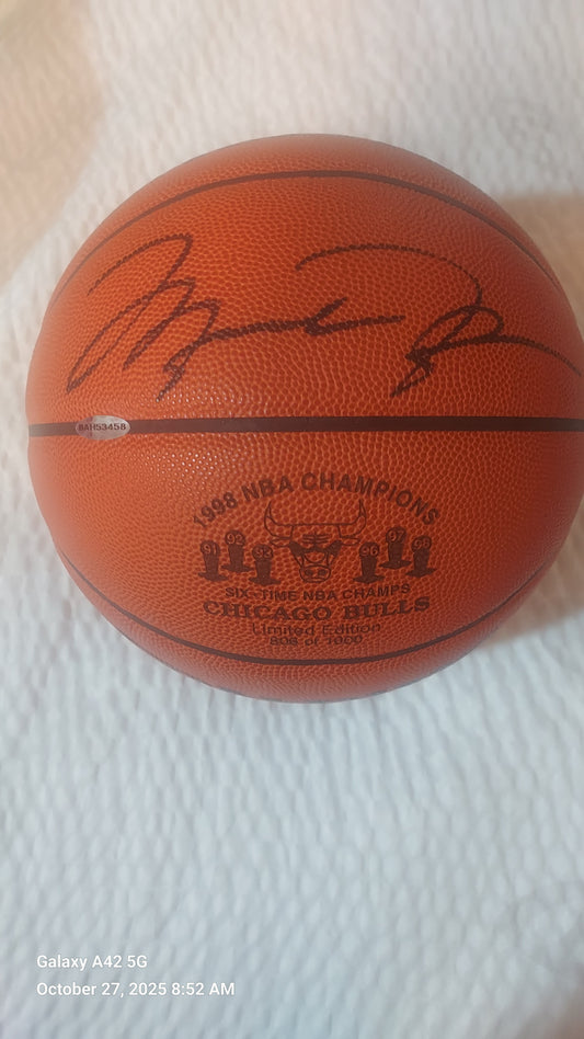 Michael Jordan UDA Signed Spaulding NBA 1998 NBA Champions Ltd Ed Basketball