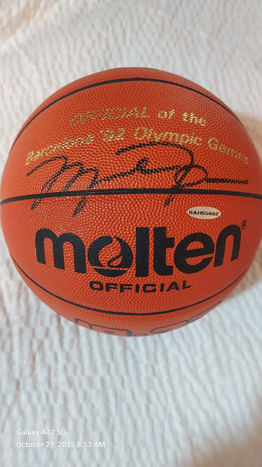 Michael Jordan UDA Signed Molten Official 1992 Olympic Leather Basketball