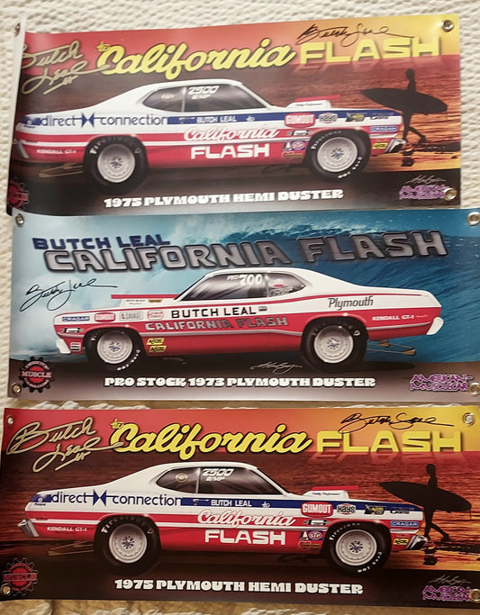 Autographed Butch Leal California Flash 1973 Plymouth Duster Banner