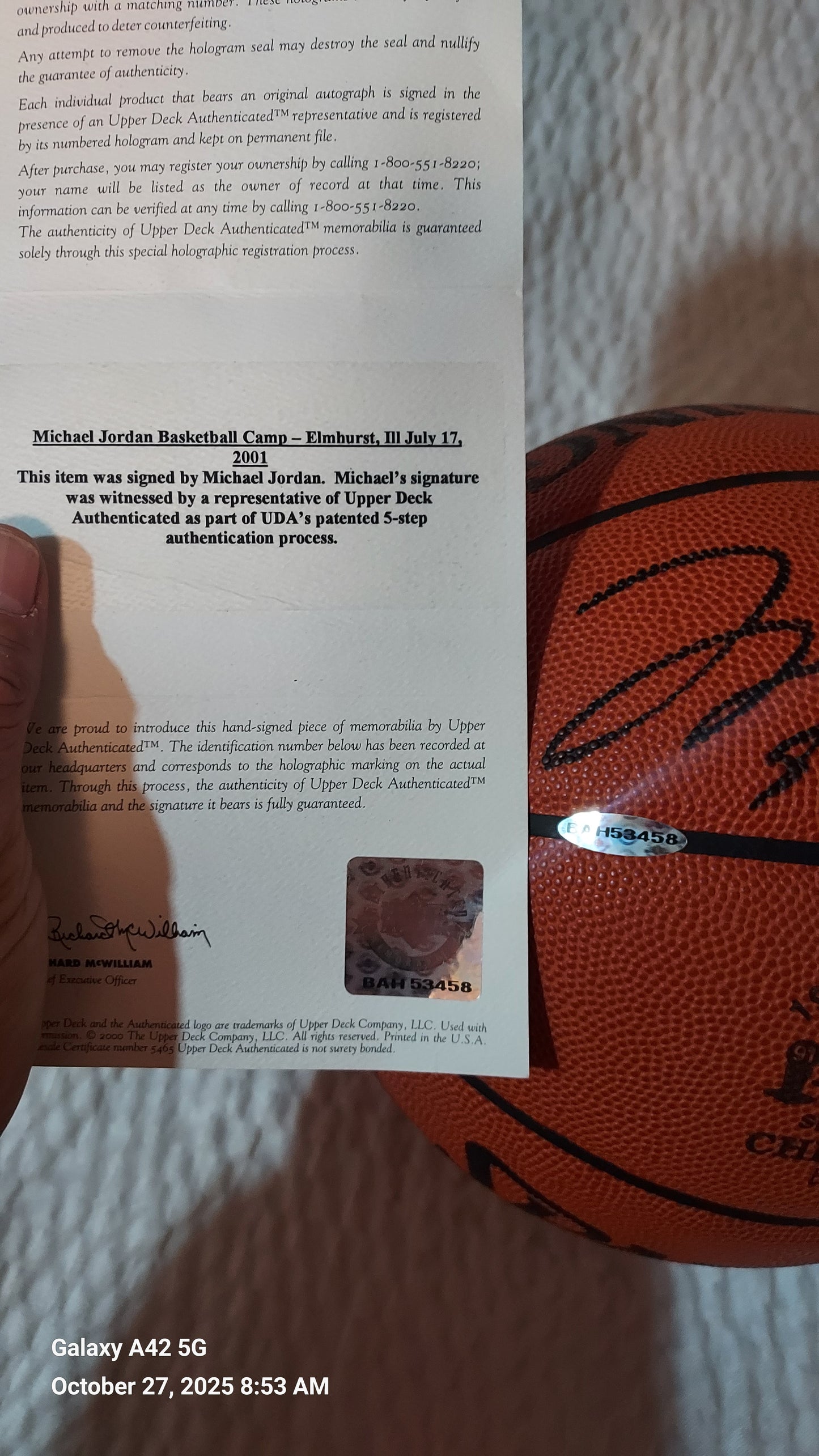 Michael Jordan UDA Signed Spaulding NBA 1998 NBA Champions Ltd Ed Basketball