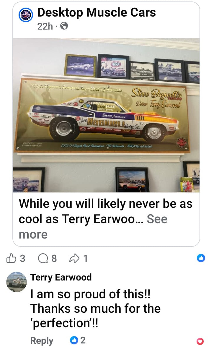 Steve Bagwell Terry Earwood 1971 Plymouth Cuda Banner