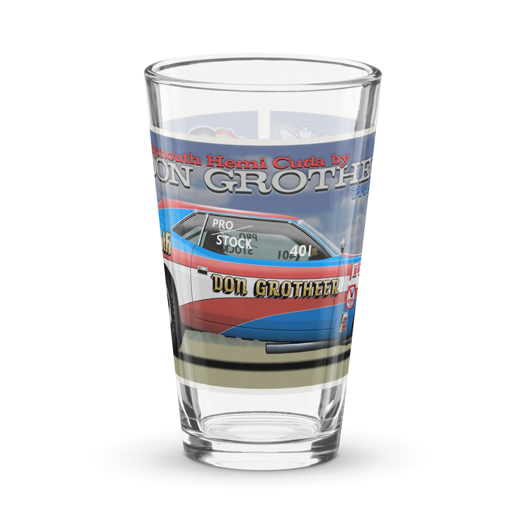 Cuda Shaker Sticker Don Grotheer 1970 Cuda Shaker pint glass – Desktop Muscle Cars