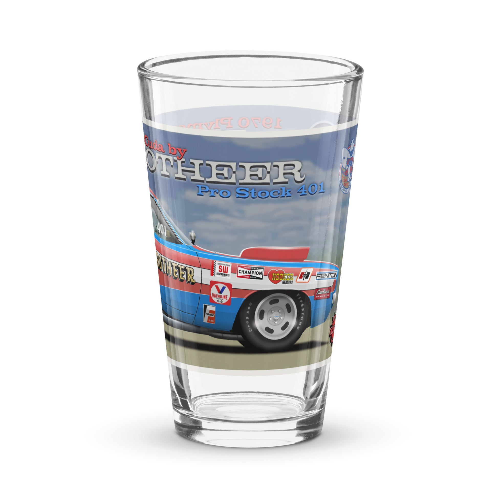 Don Grotheer 1970 Cuda Shaker pint glass – Desktop Muscle Cars Inc.